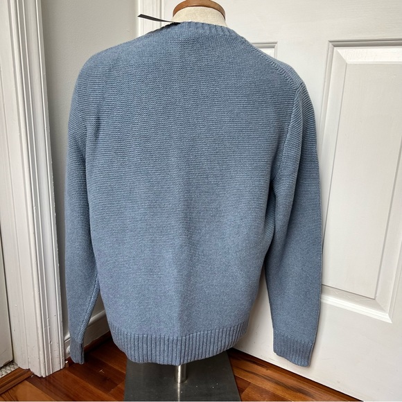 J.Crew Organic 100% Cotton Crewneck Sweater Garter Stitch Slate Blue Heather - Picture 3 of 5